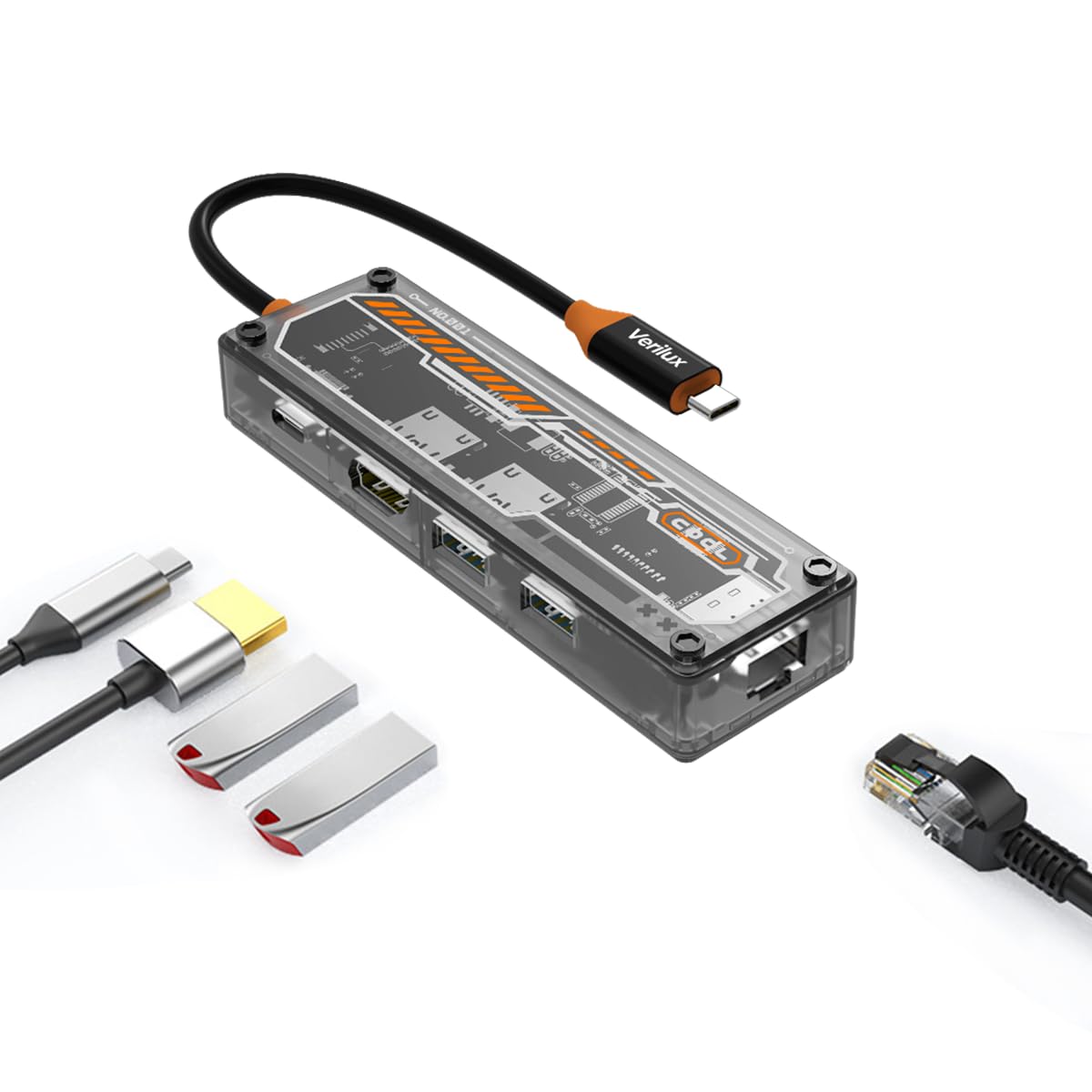 Verilux USB C Hub with Ethernet RJ45 5 in 1 USB Type C Hub with 4K HDMI Converter PD 100W & USB C Data Port Multi USB Port for Laptop with USB Hub 3.0/2.0 for MacBook Air M1 Pro Type-C Device Verilux USB C Hub with Ethernet RJ45 5 in 1 USB Type C Hub with 4K HDMI Converter PD 100W & USB C Data Port Multi USB Port for Laptop with USB Hub 3.0/2.0 for MacBook Air M1 Pro Type-C Device